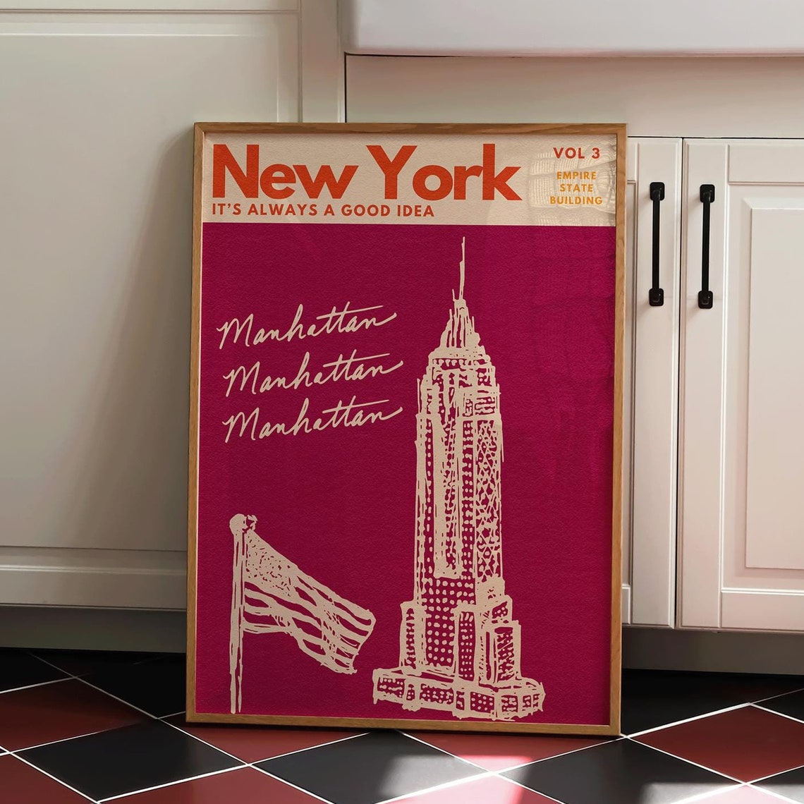 New York Wall Art Travel Poster Empire State Print Nyc Wall Art Print Colourful City Print Travel Wall Art New York City Poster - Image 2