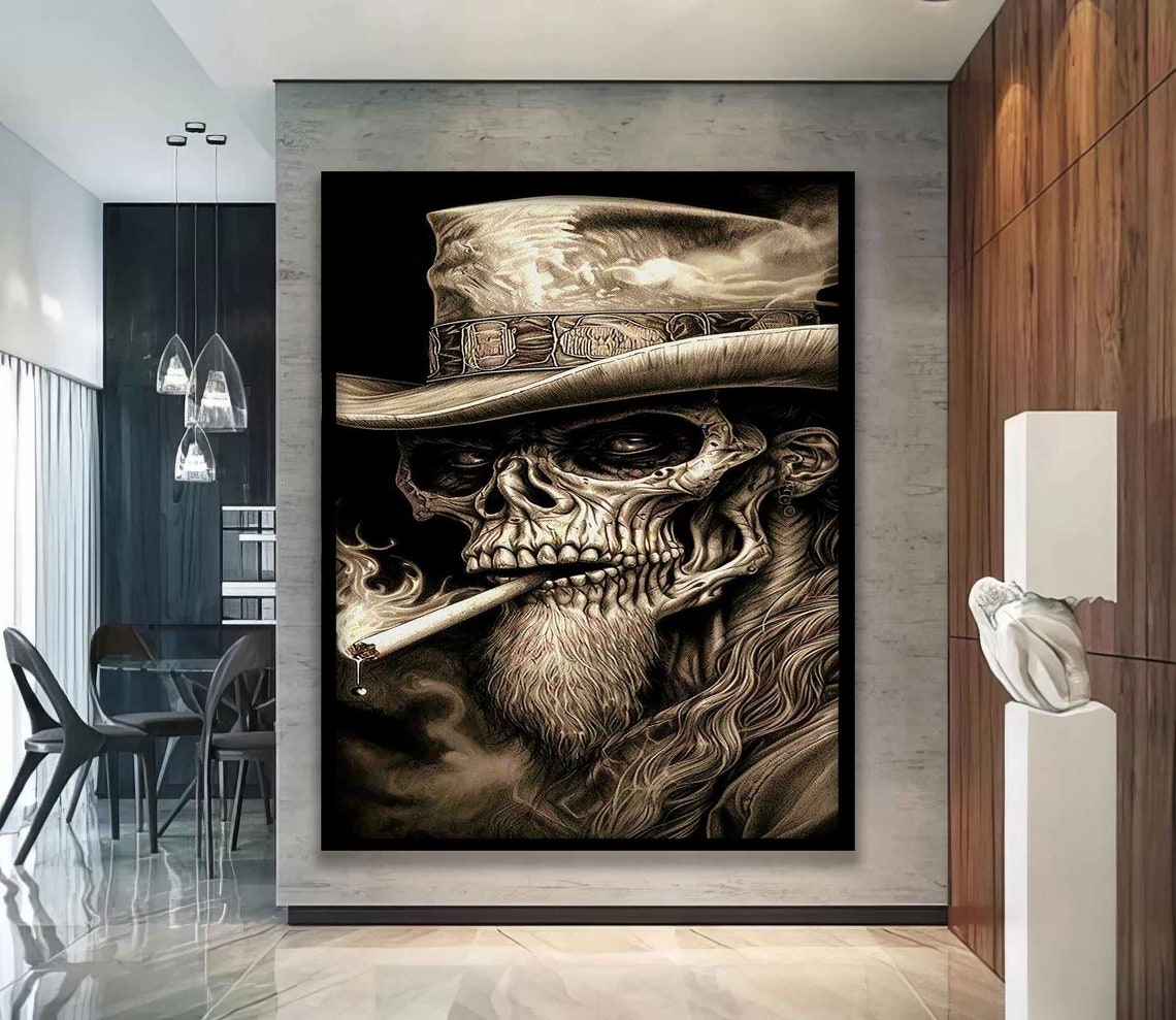 Skull Modern Wall Art Skull Wall Art Skull Skull Print Skull Wall Decor Skull Poster Skull Framed - Image 3