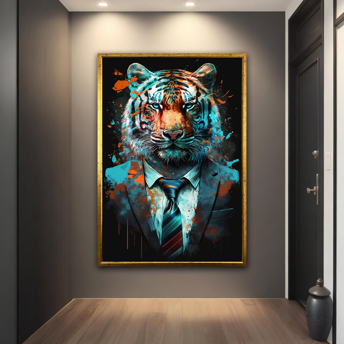 Tiger In Suit Tie Funny Business Animal Portrait Wall Art Poster - Image 2