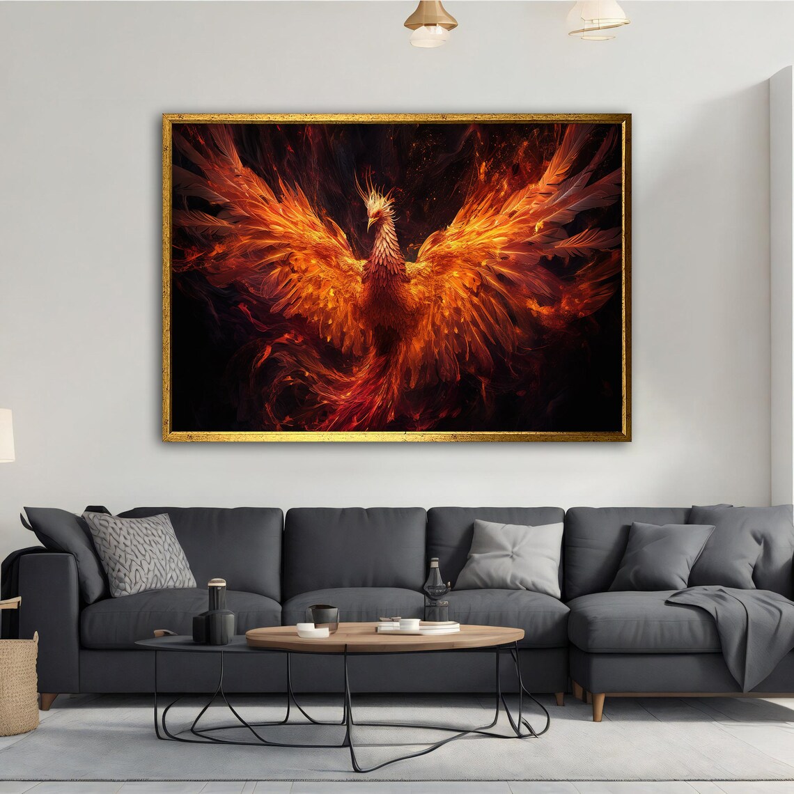 Fiery Phoenix Art Print, Modern Wall Decor - Image 2