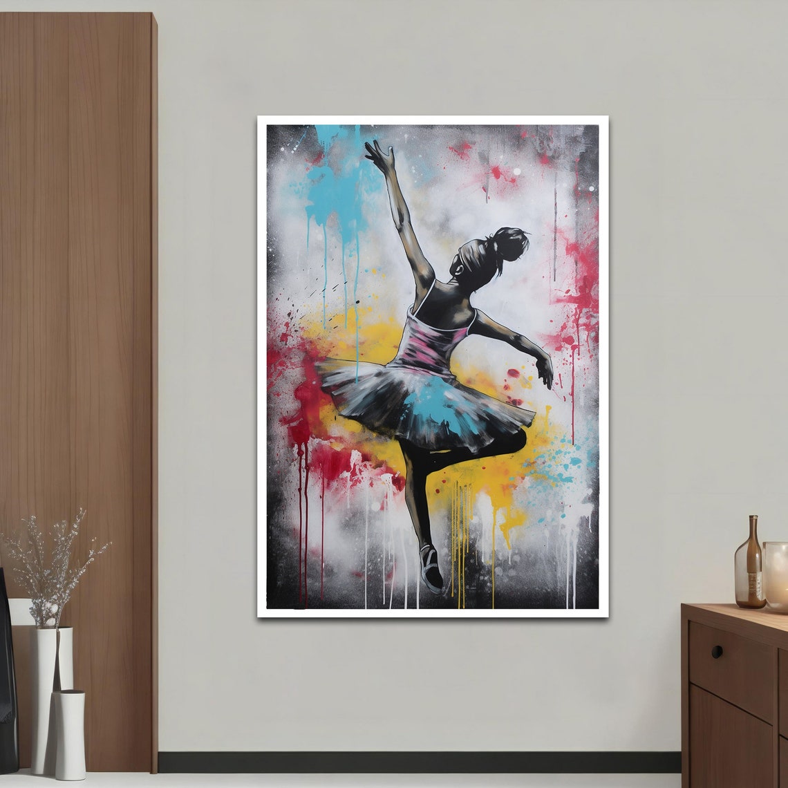 Graffiti Ballerina Silhouette Spray Paint Urban Dance Art Print - Image 2