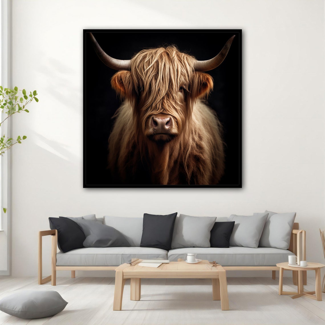Highland Cow Portrait Black Background Dramatic Bovine Art Poster - Image 2