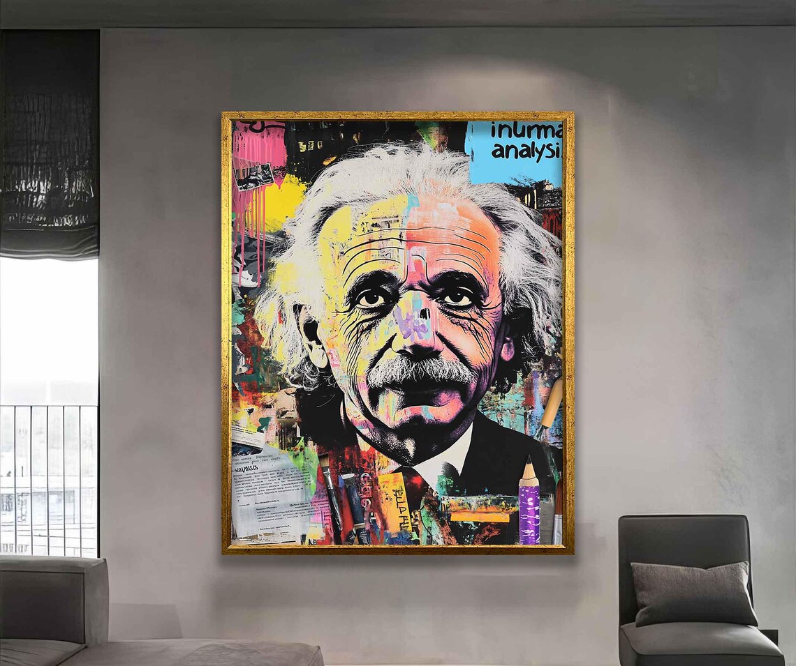 Albert Einstein Graffiti Collage, Modern Wall Art - Image 2