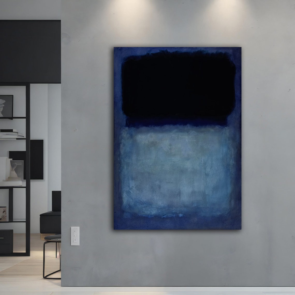 Midnight Blue Black Abstract Color Field Modern Wall Art Poster - Image 5