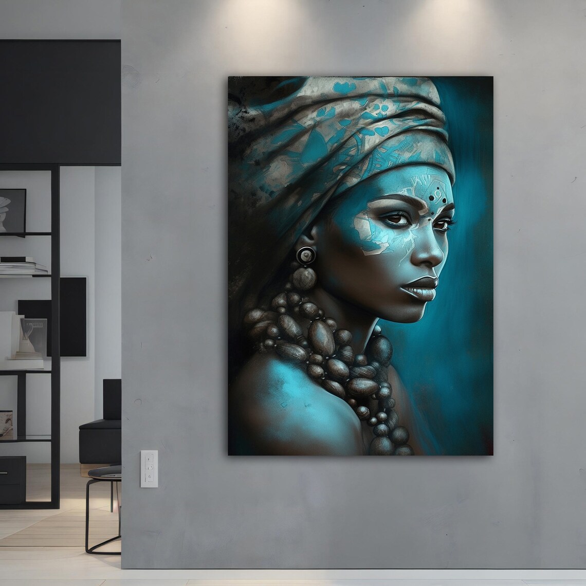 Ethnic Blue Woman Wall Art Ethnic Wall Decor African Wall Art African Print Ethnic - Image 3