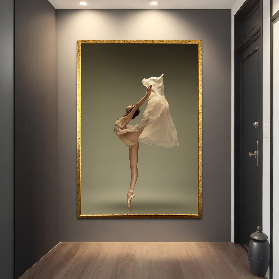 Ballerina En Pointe Flowing Fabric Elegant Dance Photo Art Print - Image 3