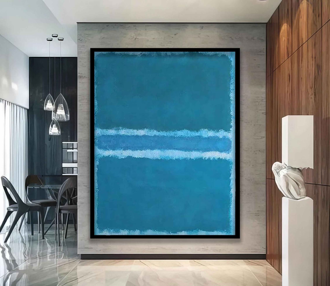 Teal Blue Color Field Abstract Calm Minimalist Wall Art Poster - Image 4