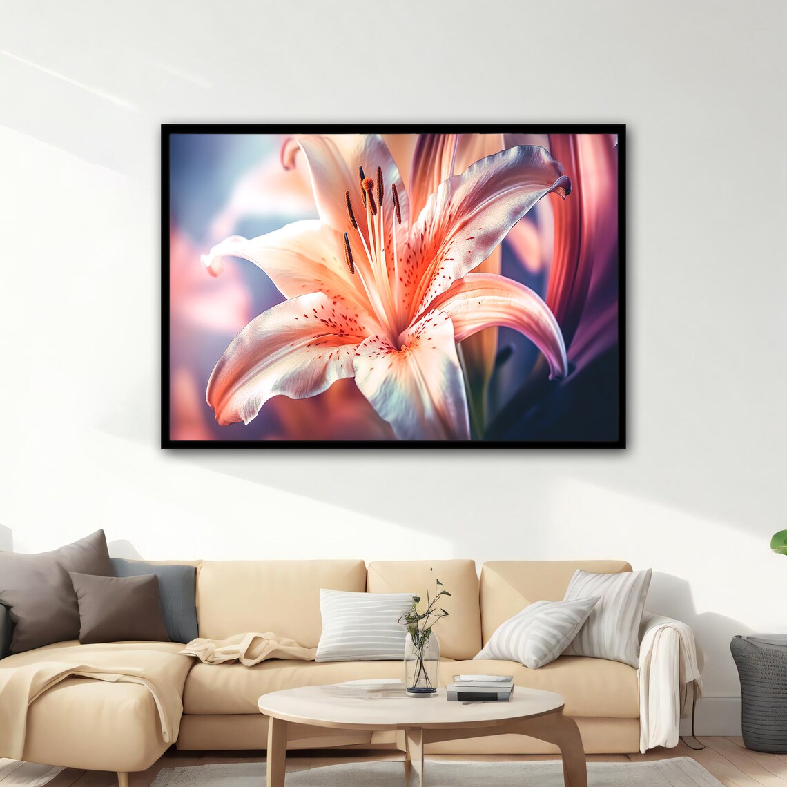 Pink Lily Flower Close Up Photo Soft Petals Botanical Wall Art Poster - Image 4