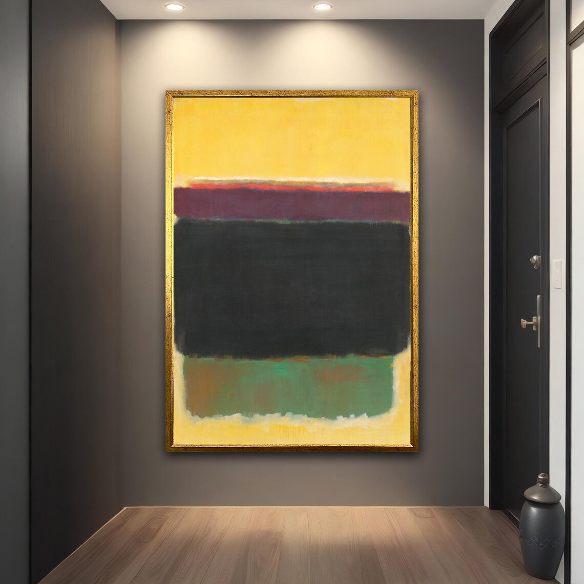Yellow Black Green Color Field Abstract Bold Modern Wall Art Poster - Image 3