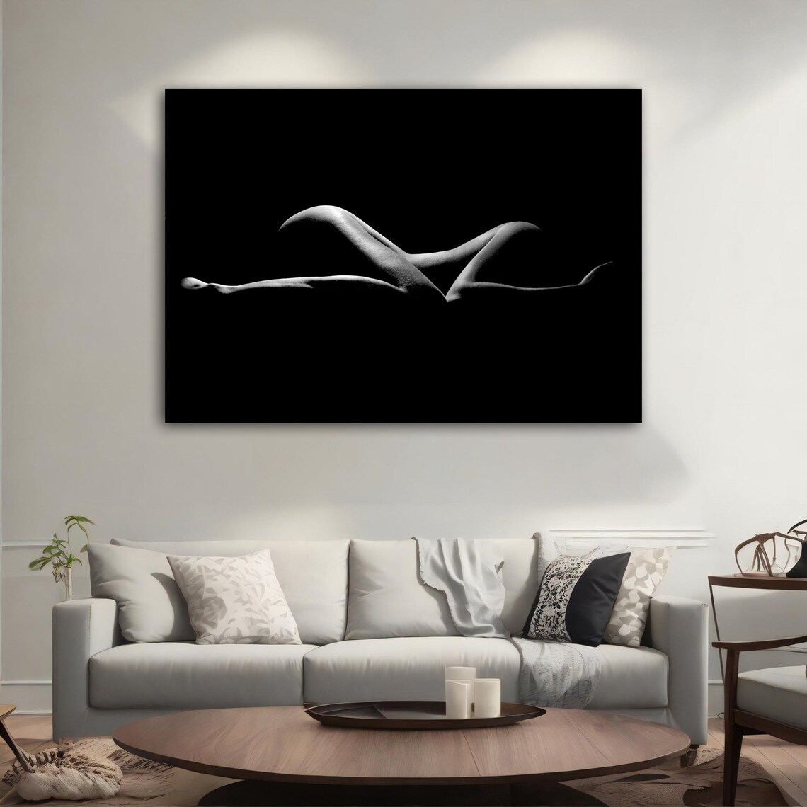 Black White Nude Woman Body Photo Artistic Silhouette Fine Art Wall Poster - Image 4