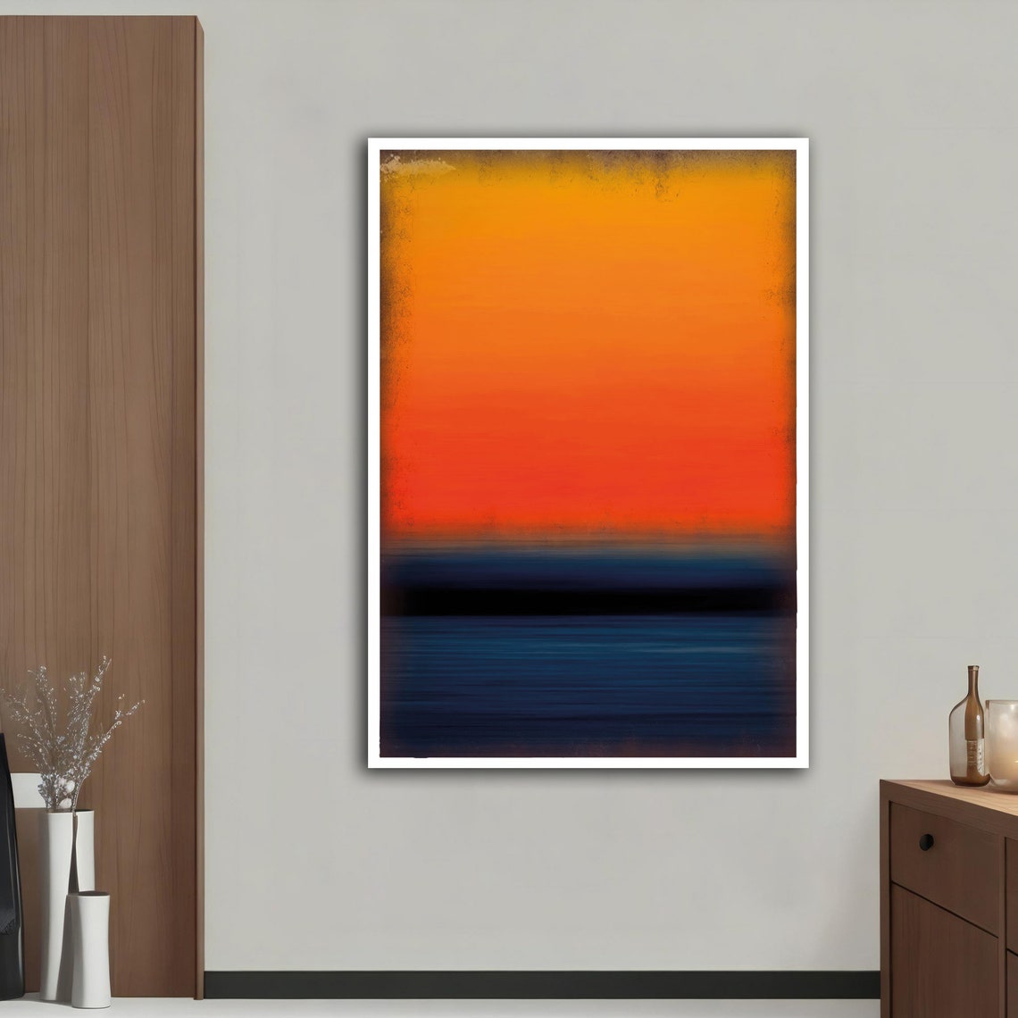 Sunset Orange Blue Gradient Abstract Minimalist Wall Art Poster - Image 4