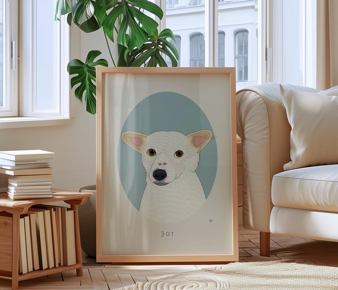 Delilah Brown and White Pit Bull Named Dog Portrait Custom Poster - Image 3