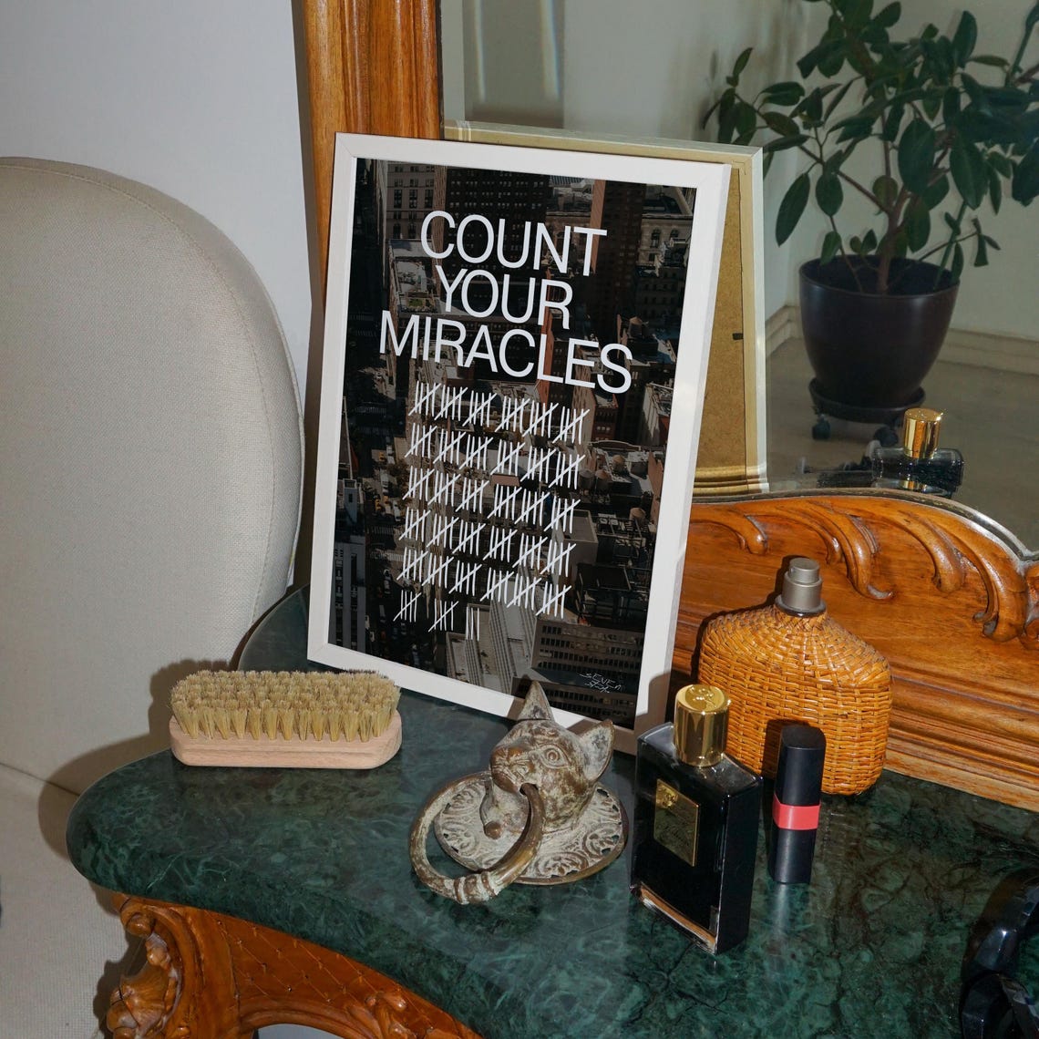 Count Your Miracles Cityscape Quote Tally Mark Motivational Poster - Image 4