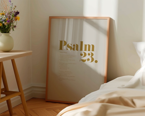 Psalm 23 Gold Typography Full Text Elegant Shepherd Bible Poster