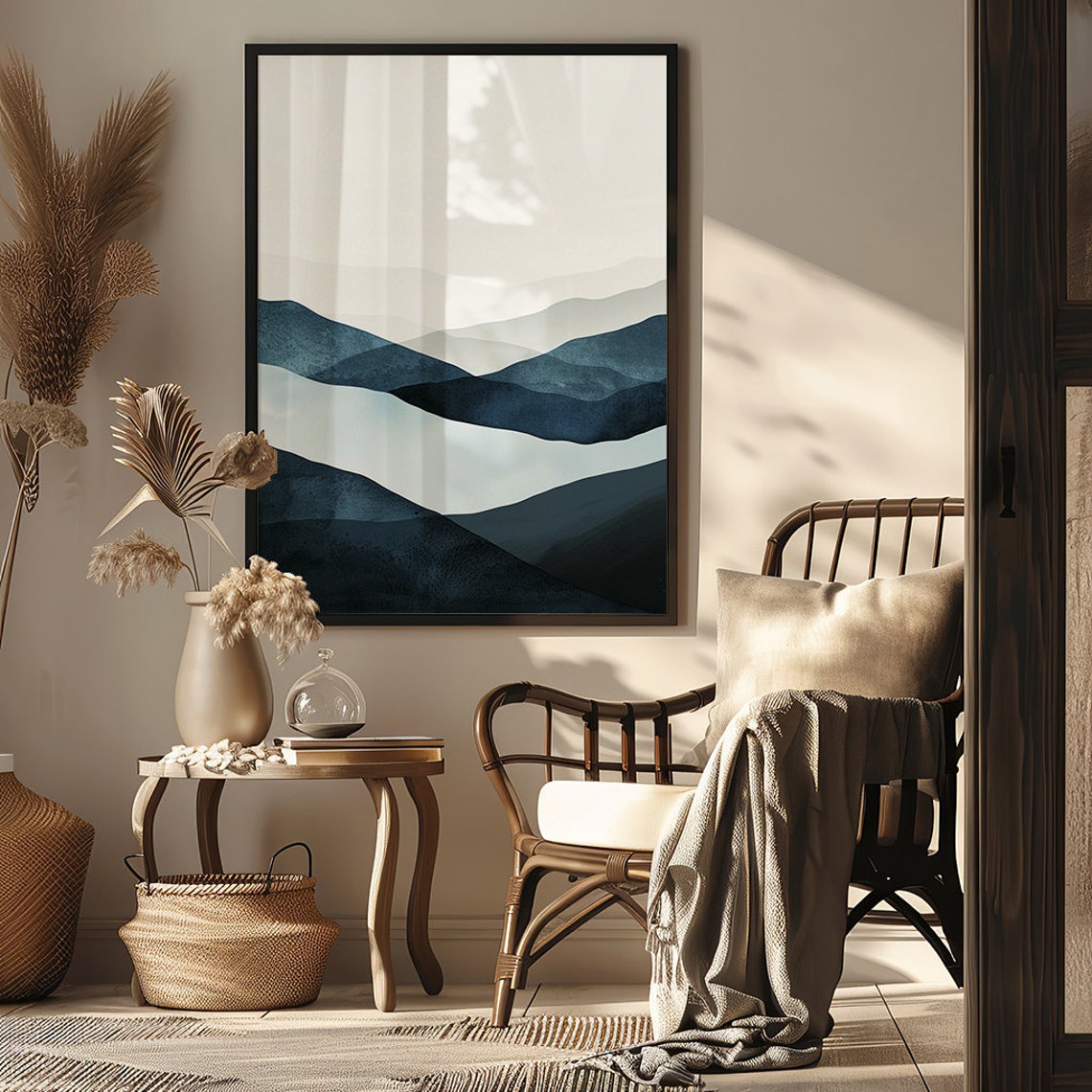 Minimalist Blue Mountain Print Wabi Sabi Wall Art Japanese Inspired Wall Decor Wabi Sabi Home Decor Gifts For Her Japandi Decor - Image 6