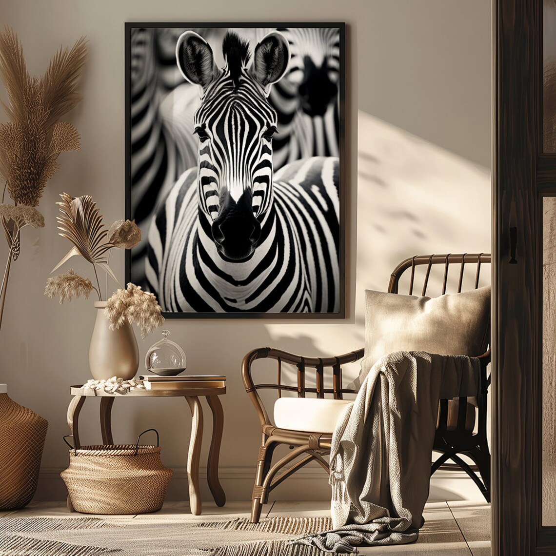 Black and White Zebra Face Close Up African Wildlife Safari Poster - Image 5