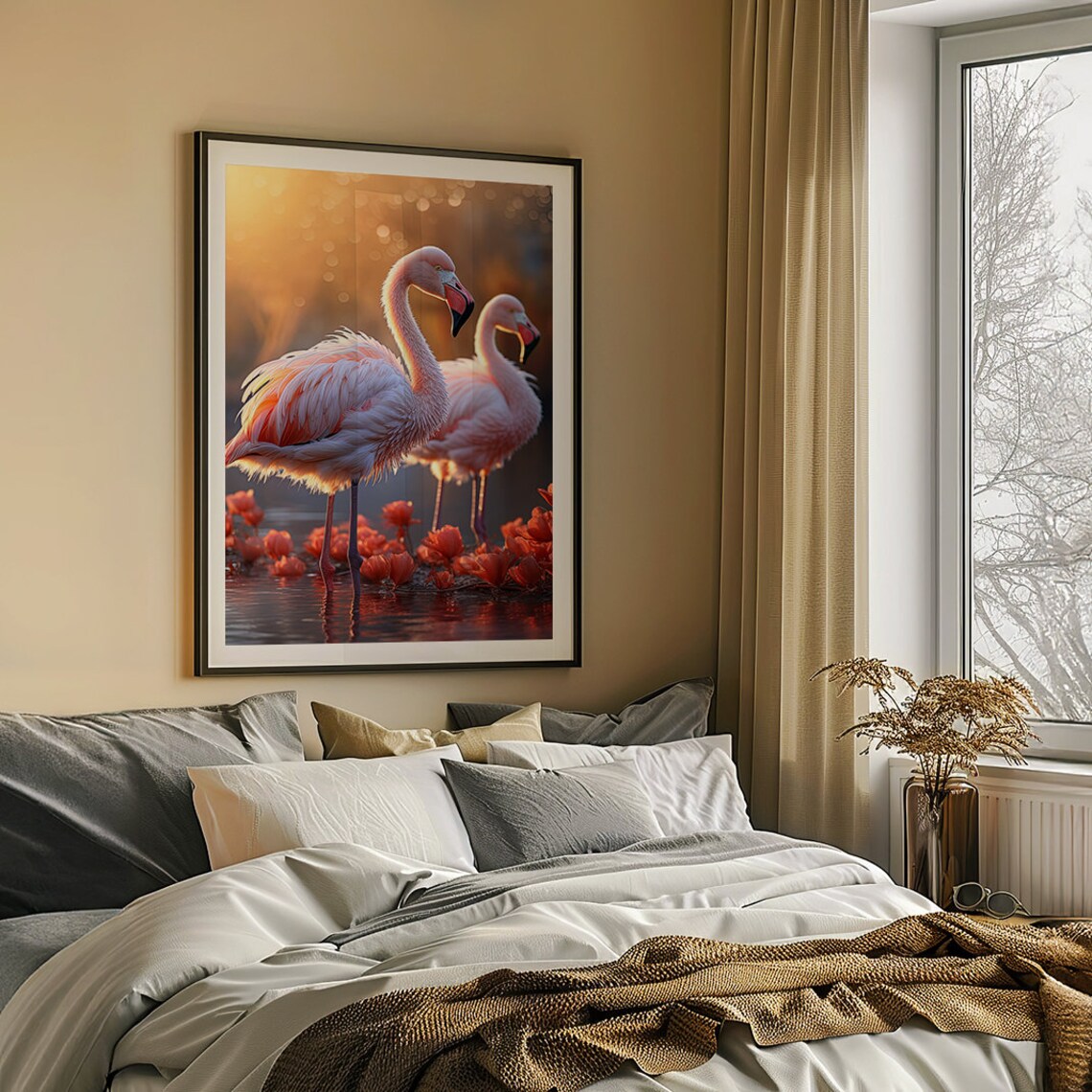 Flamingo Sunset Wall Art Print, Pink Home Decor - Image 5