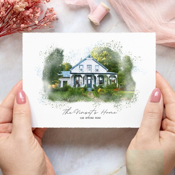 Custom Watercolor House Portrait Realtor Closing Gift First Home Gift Watercolor House Painting Housewarming Gift