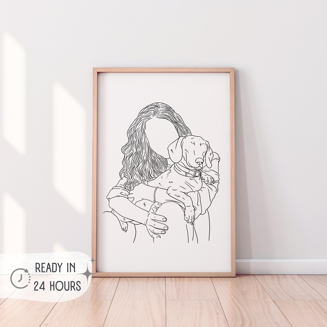 Custom Personalized Faceless Dog Mom Dachshund Line Drawing Poster