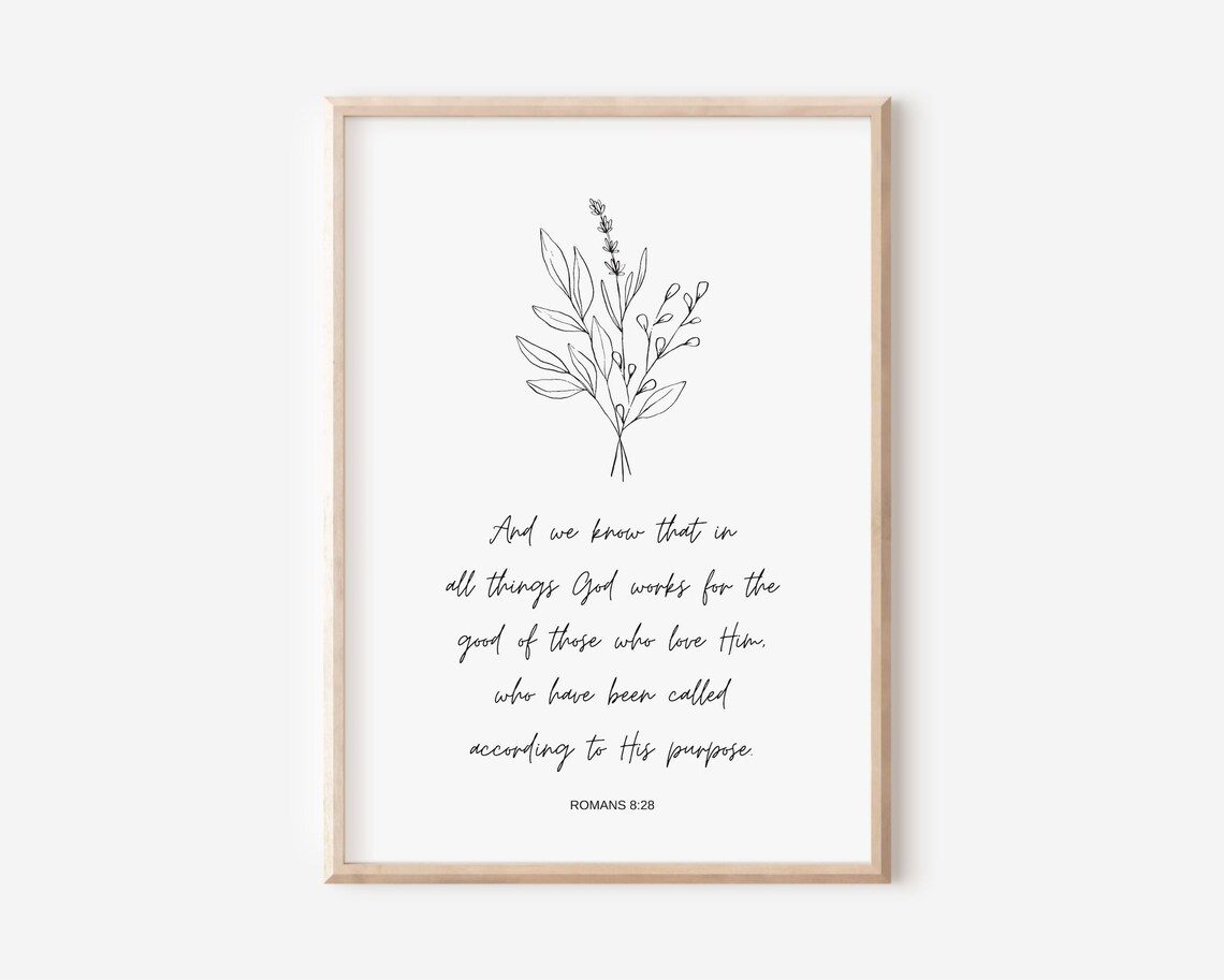 Romans 8:28 Bible Verse Poster All Things Work For Good Minimalist Christian Art