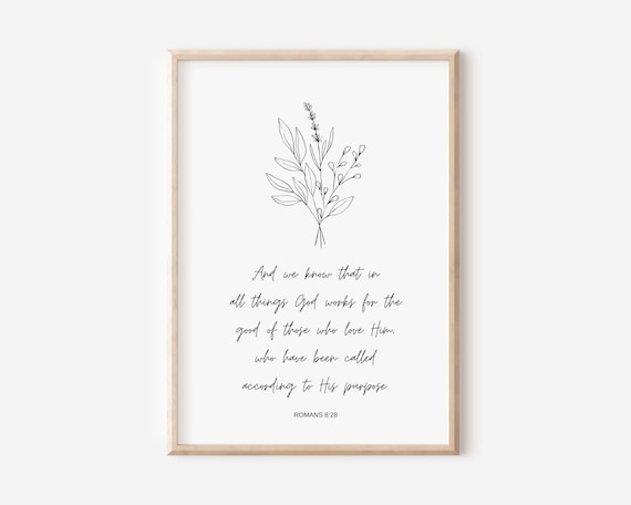 Romans 8:28 Bible Verse Poster All Things Work For Good Minimalist Christian Art