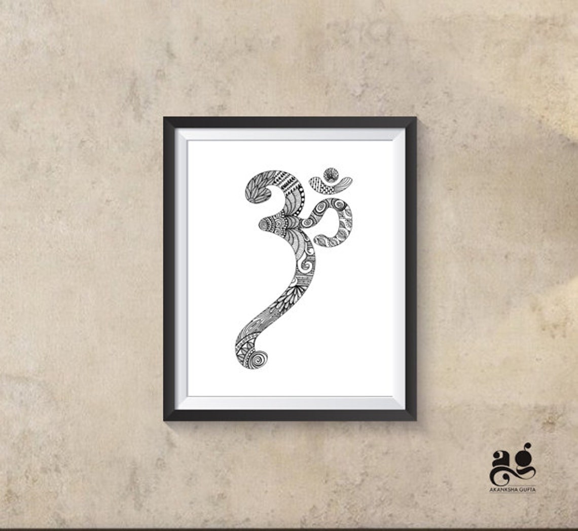 Om Print Yoga Room Decor Om Meditation Gifts Om Poster Yoga Print Om Illustration Yoga Room Wall Art Hindu Om Sign Om Art - Image 2