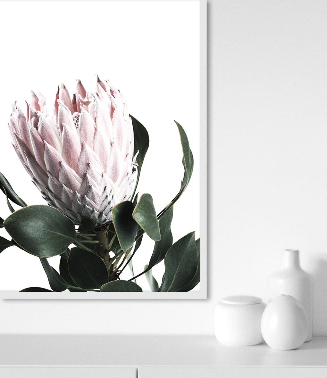Blush Pink Protea Art Print, Botanical Wall Decor - Image 3