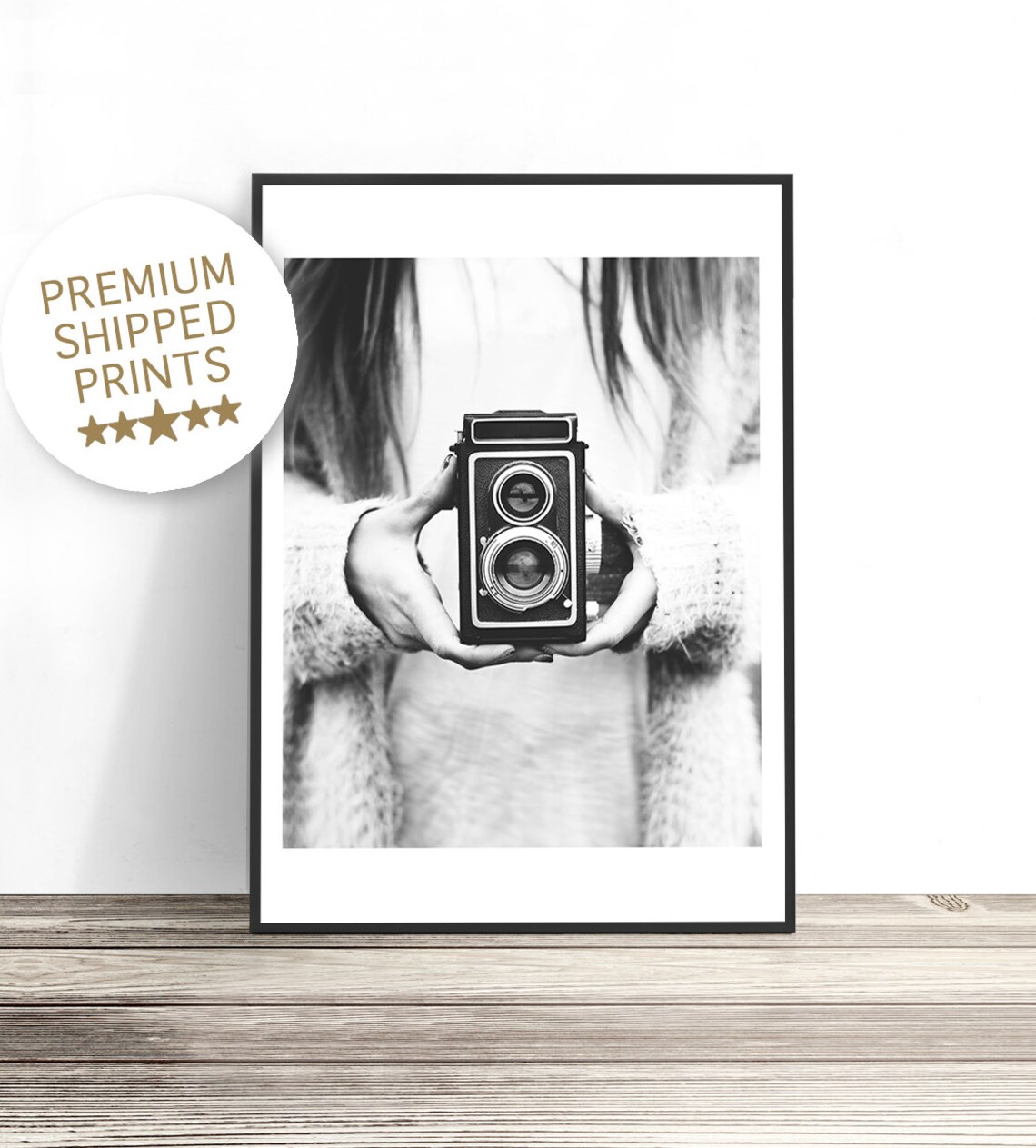 Vintage Camera Scandinavian Art Print, Retro Photo