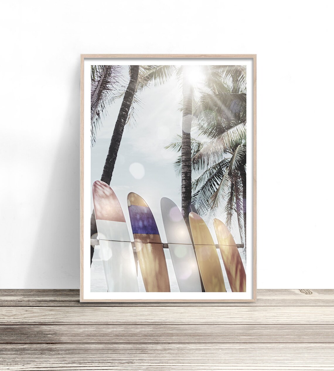 Surfboard Beach Photography Art Print, Coastal Style