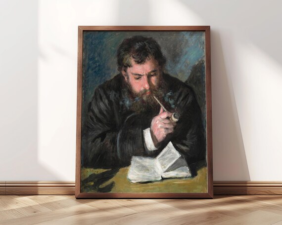 Auguste Renoir Portrait Of Claude Monet Reading Pipe Impressionist Poster