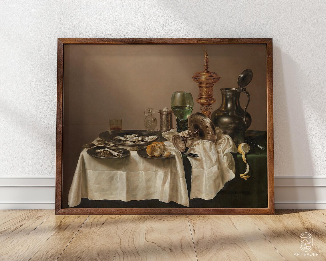 Willem Heda 1635 Still Life With Gilded Goblet Oysters Dutch Art Print