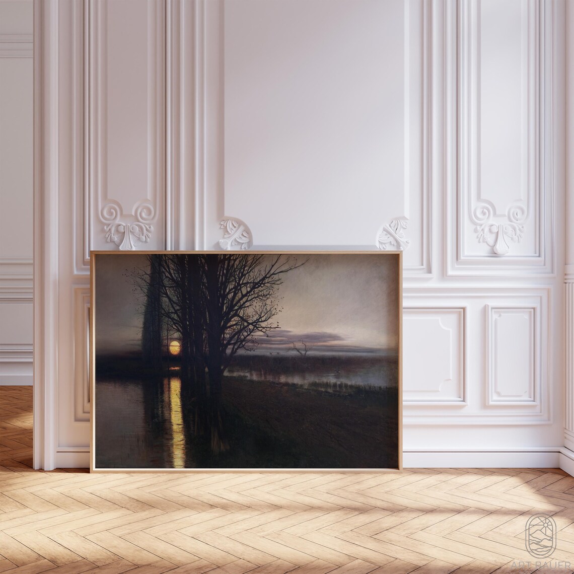 Maslowski Moonrise 1884 Moonlit Lake Trees Reflection Night Scene Poster - Image 4