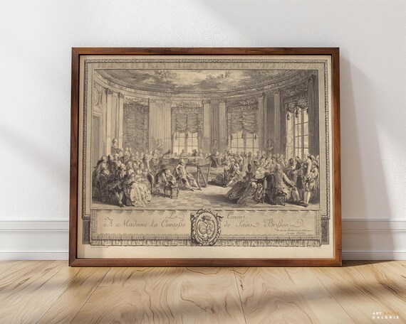 Le Concert 1774 Engraving Salon Concert Rococo Etching Elegant Music Poster