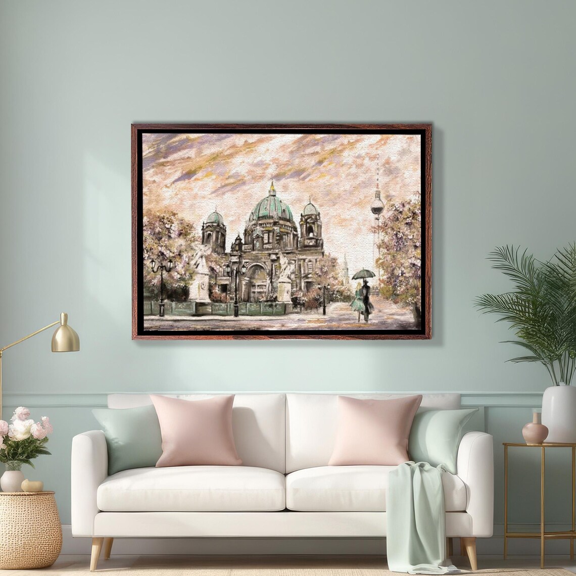 Berlin Cathedral In Autumn Watercolor Painting Cityscape Poster