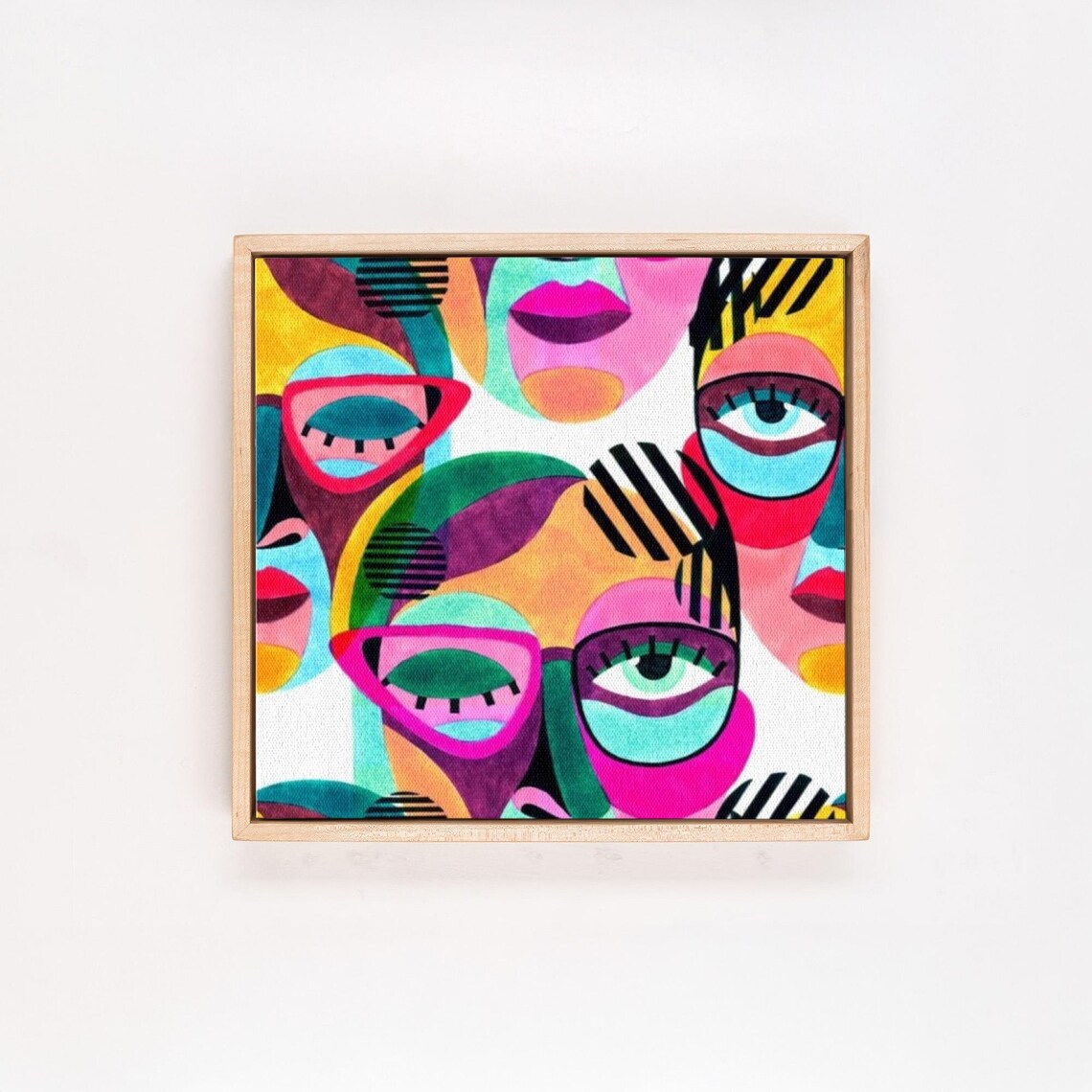 Modern Abstract Woman Face With Glasses Colorful Pop Art Poster - Image 4