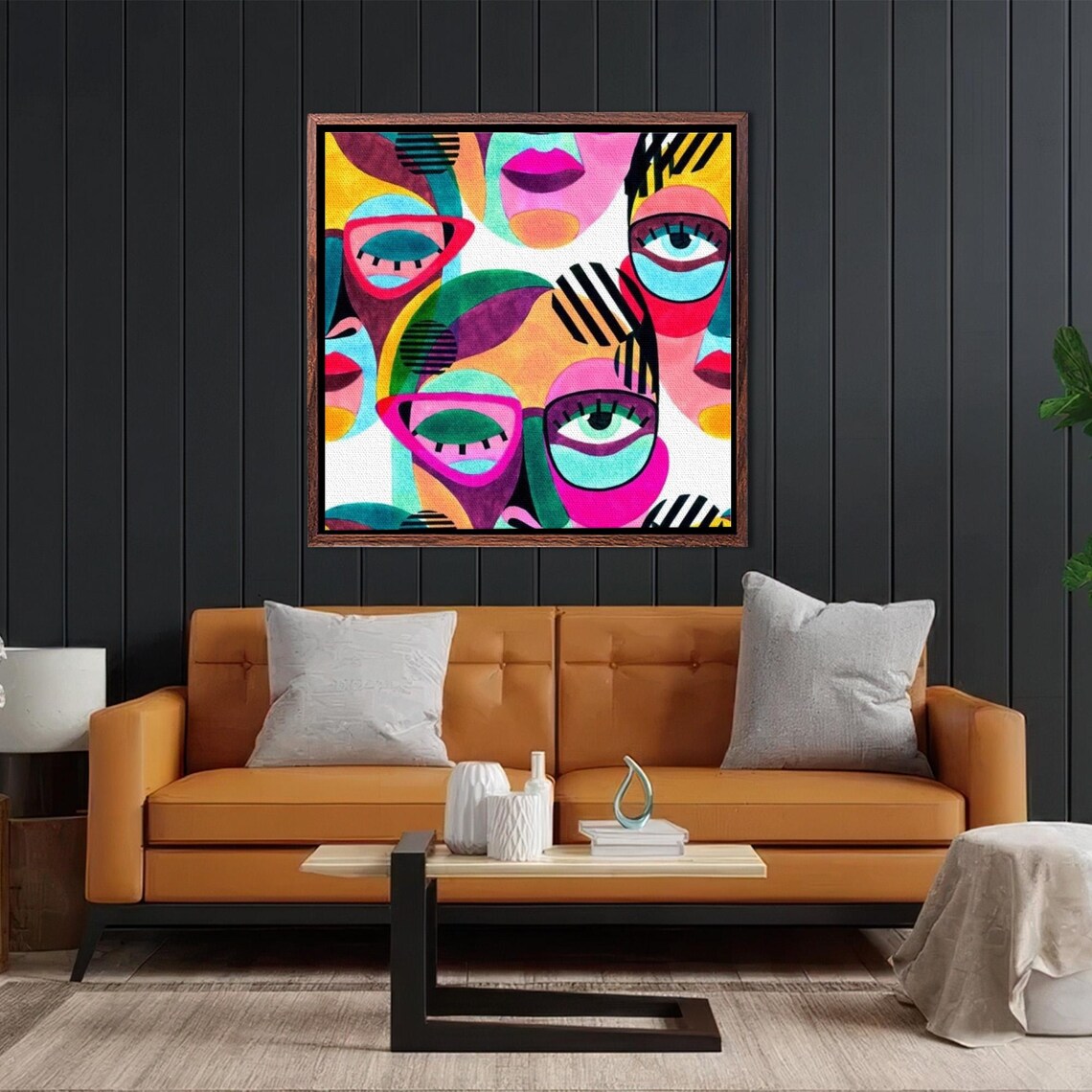 Modern Abstract Woman Face With Glasses Colorful Pop Art Poster - Image 2