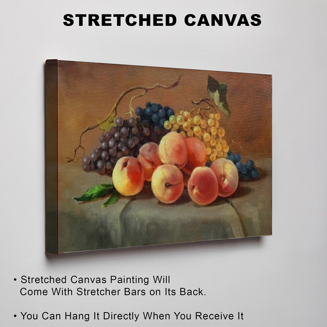 Peaches And Grapes Classic Still Life Painting Scene Art Poster - Image 3