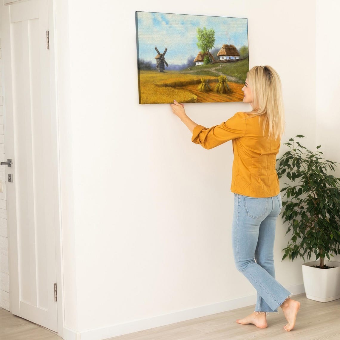 Ukrainian Village Windmill And Wheat Field Summer Art Poster - Image 5