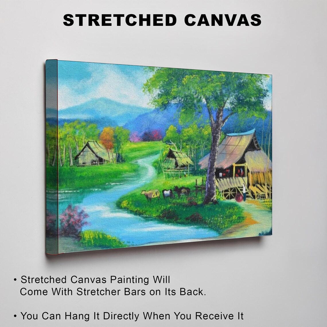 Rural Village With Stilt Houses By Winding River Painting Poster - Image 3