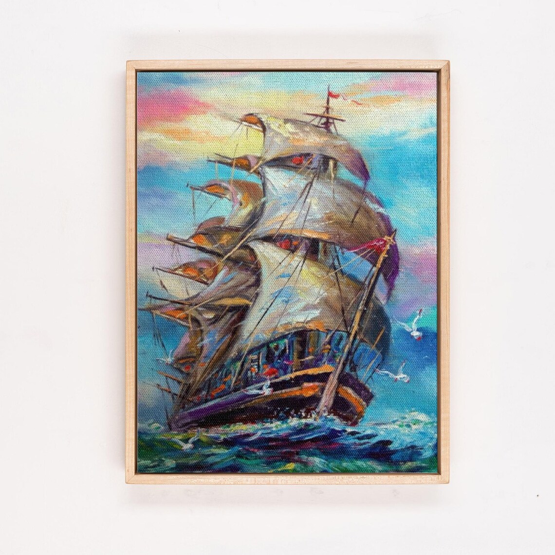 Tall Sailing Ship At Sea Classic Oil Painting Style Ocean Poster - Image 4