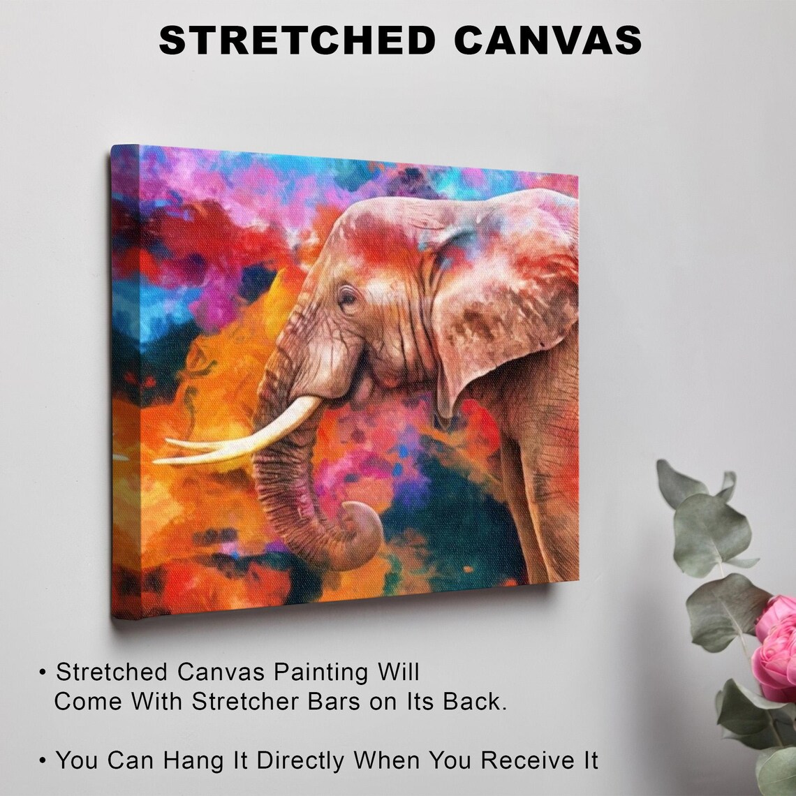 Colorful Abstract Elephant Portrait Vibrant Wildlife Art Poster - Image 3