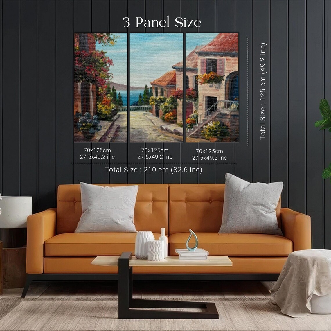 Charming Mediterranean Coastal Village Sea View Painting Poster - Image 2