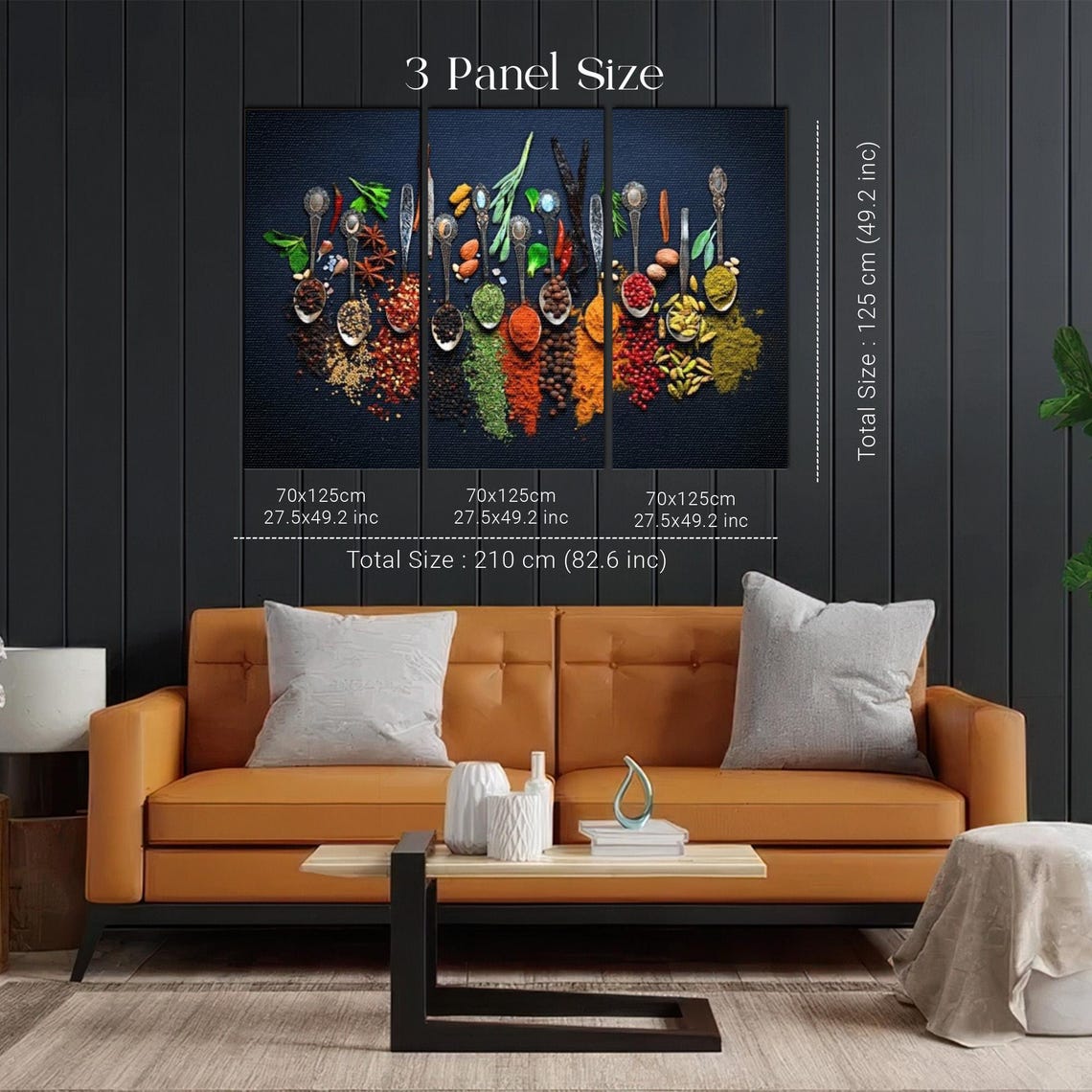 Colorful Spices in Spoons on Dark Background Kitchen Art Poster - Image 2