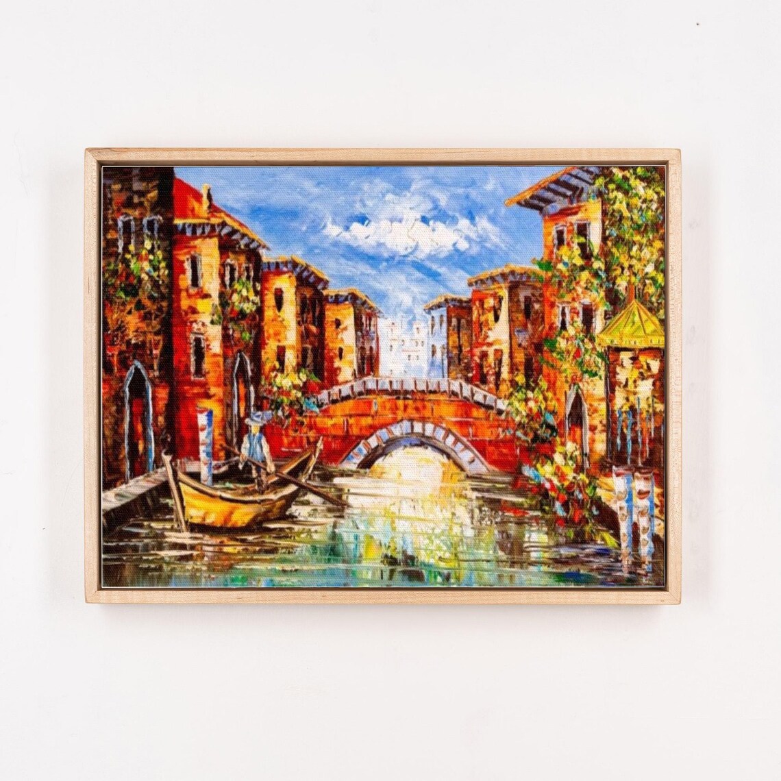 Venice Canal With Gondola And Bridge Oil Painting Scene Poster - Image 4