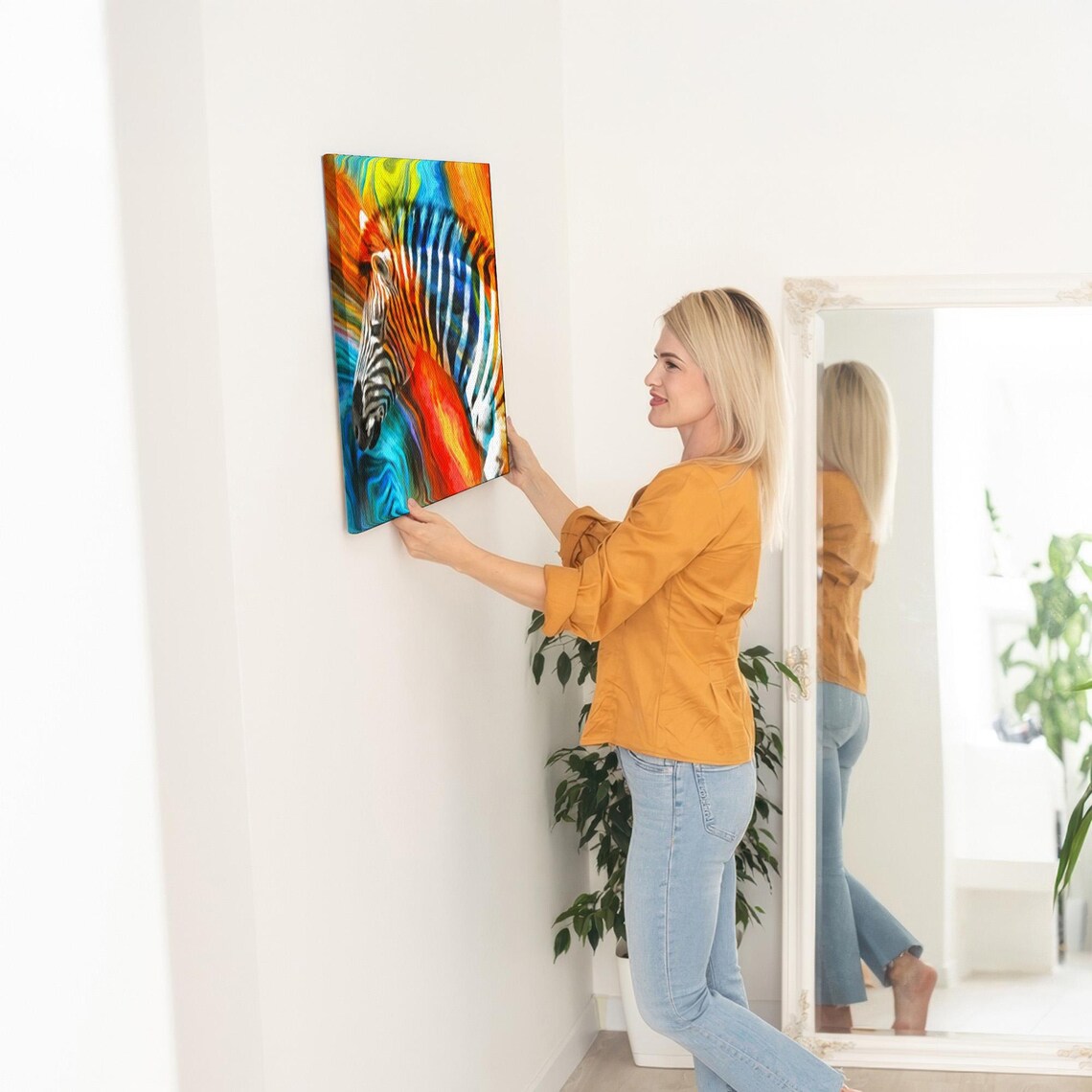 Colorful Abstract Zebra Portrait Rainbow Wildlife Art Poster - Image 5