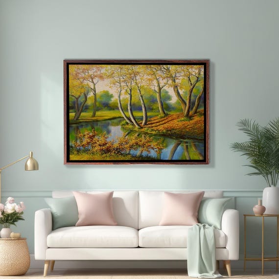 River View Oil Painting Style Decorative Wall Art Nature Wall Decor Landscape Wall Table Nature Art