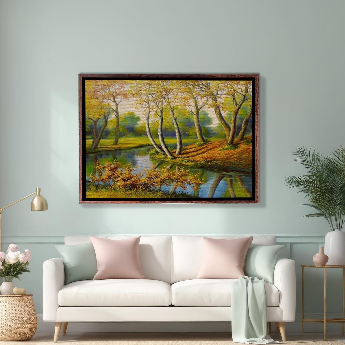 River View Oil Painting Style Decorative Wall Art Nature Wall Decor Landscape Wall Table Nature Art