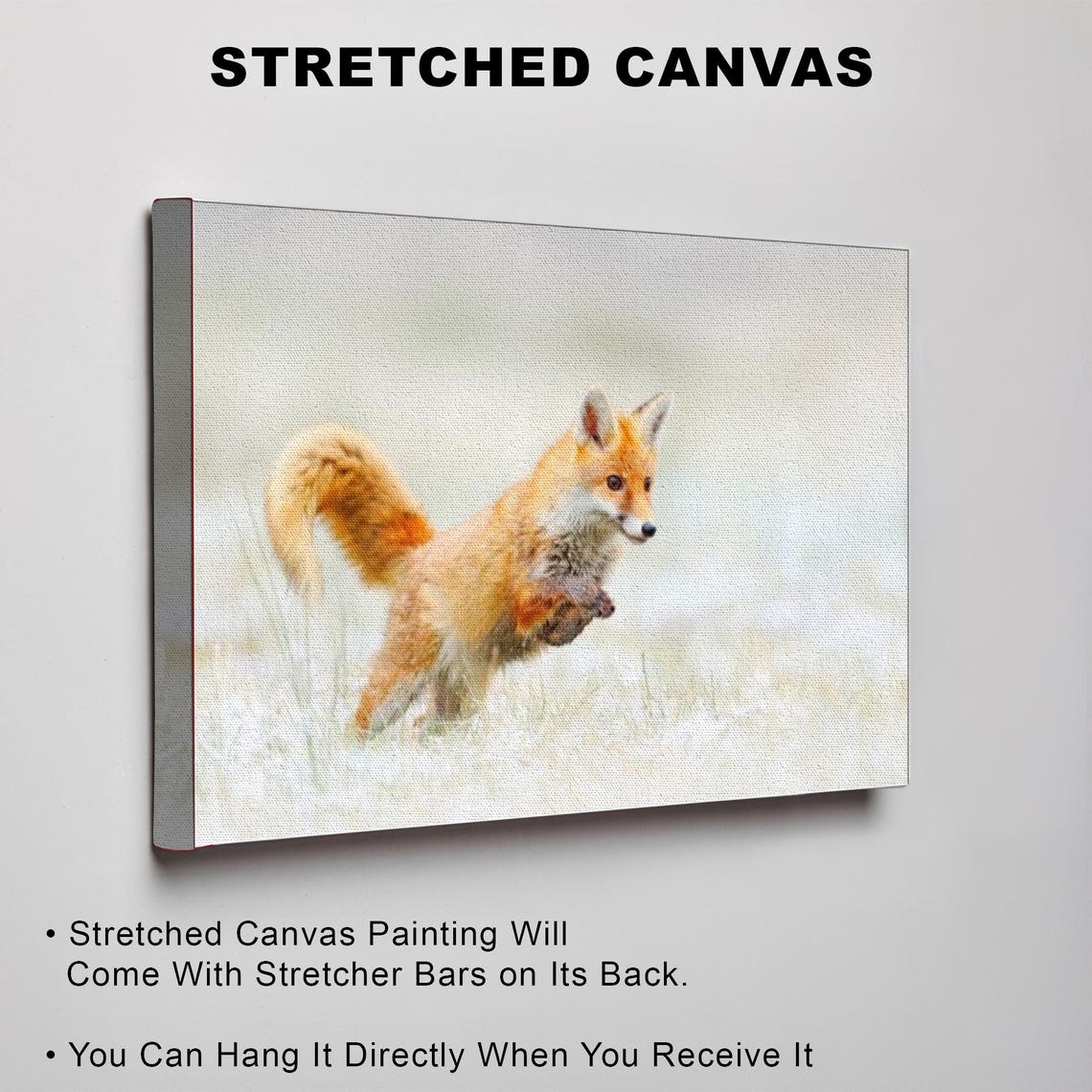 Red Fox Leaping Through Fresh Snow in Winter Wildlife Art Poster - Image 3
