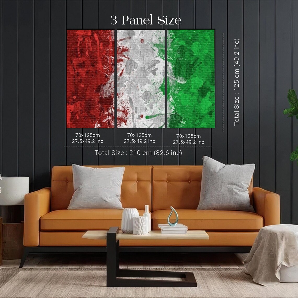 Abstract Paint Splatter Italian Tricolor Flag Decor Art Poster - Image 2