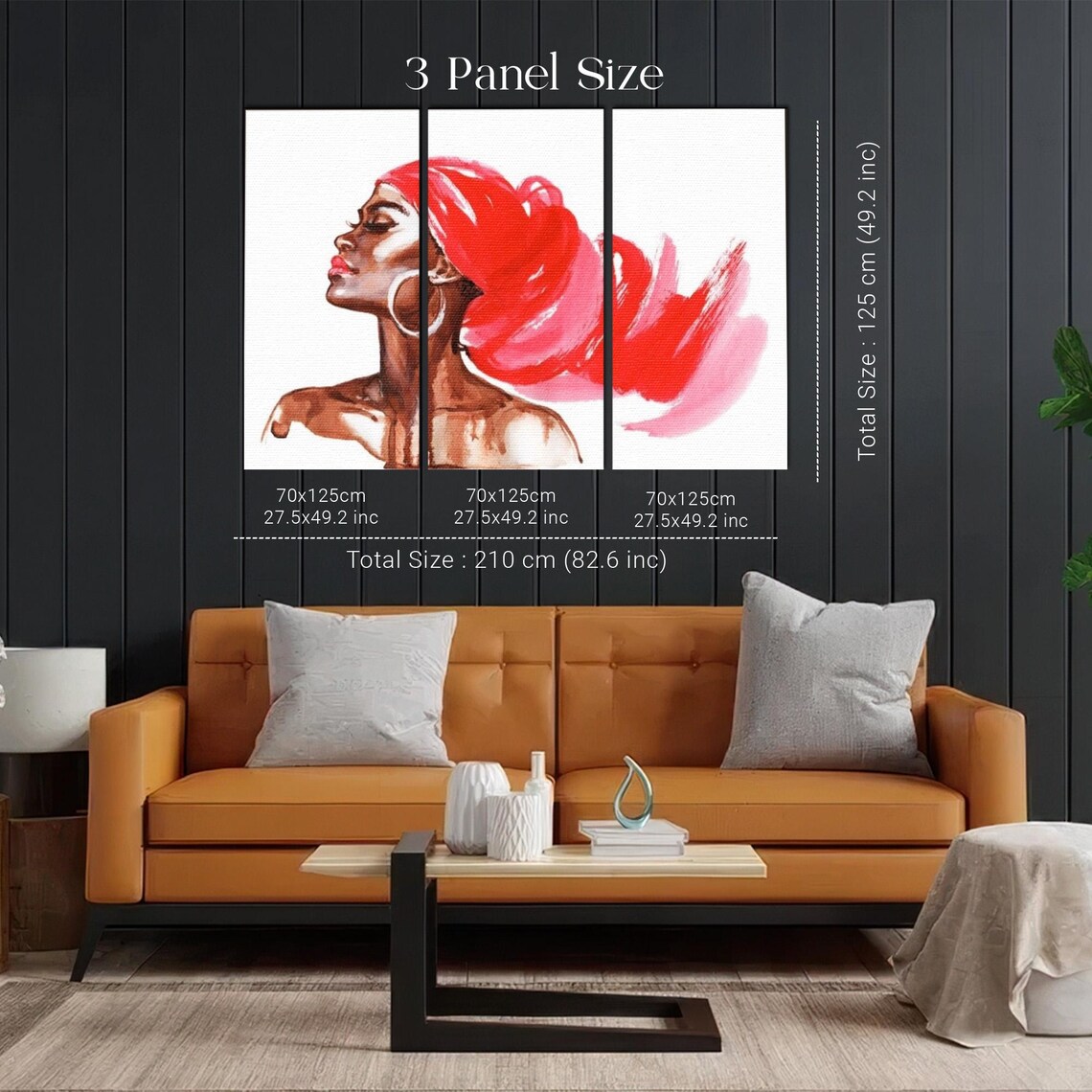Elegant African Woman Flowing Red Headwrap Watercolor Portrait Poster - Image 2